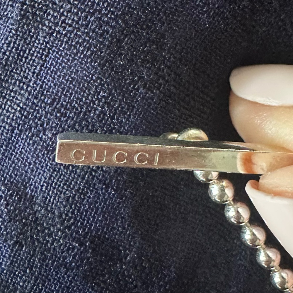Gucci Silver Beaded Necklace with Iconic Logo - Picture 5 of 5